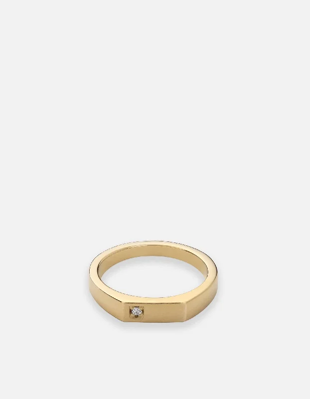 Slim Geo Diamond Ring, Gold Vermeil