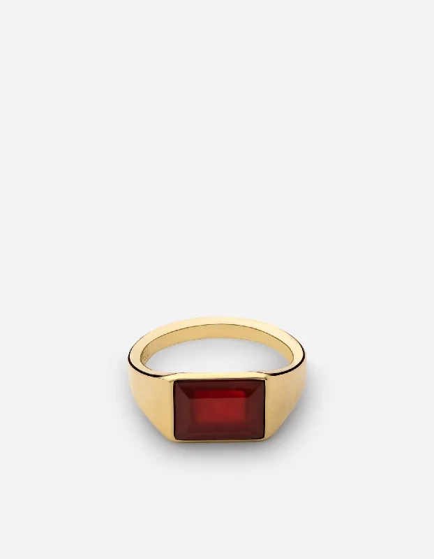 Slim Lennox Agate Ring, Gold Vermeil