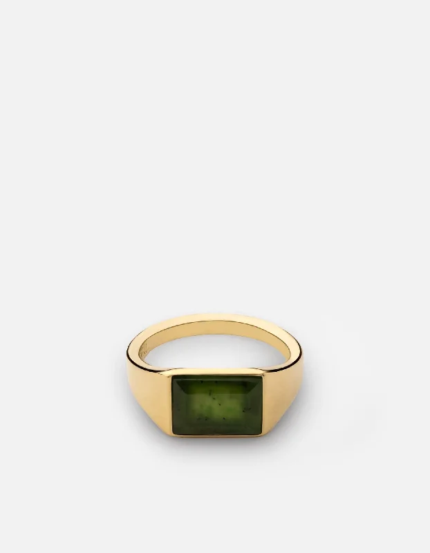 Slim Lennox Jasper Ring, Gold Vermeil