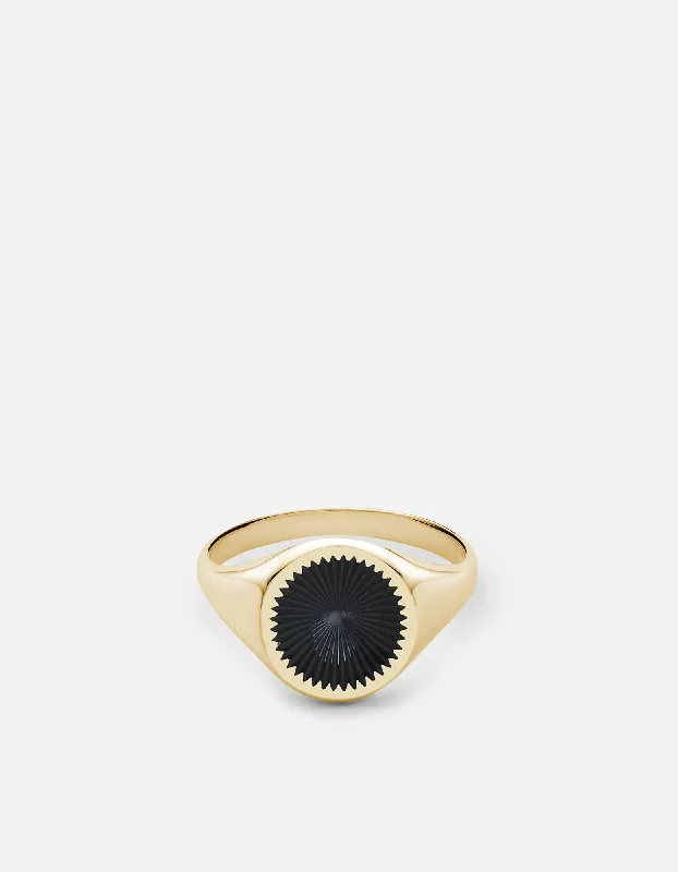 Solar Signet Ring, Gold Vermeil/Gray