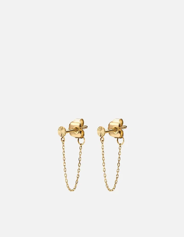 Soleil Chain Earrings, 14k Gold