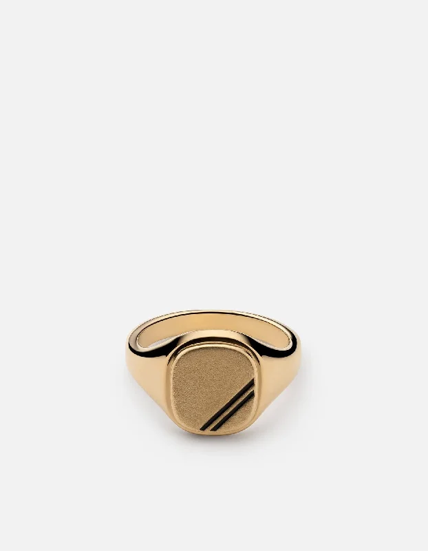 Square Step Ring, Gold Vermeil/Black