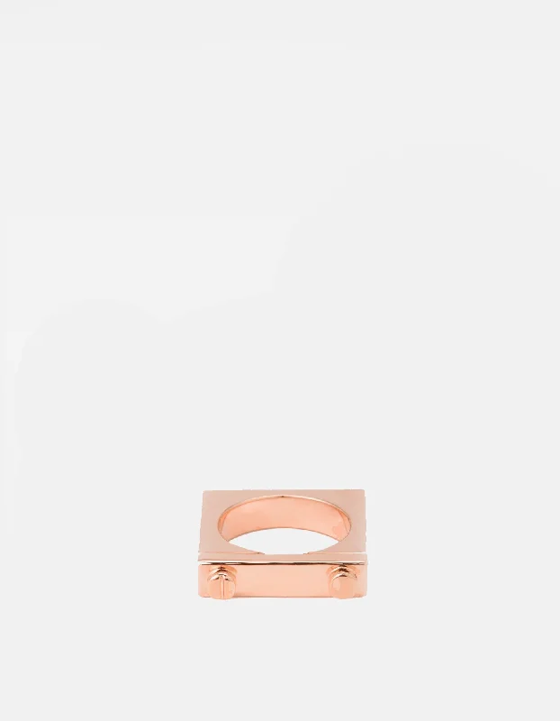 Squared Ring, Rose Plated