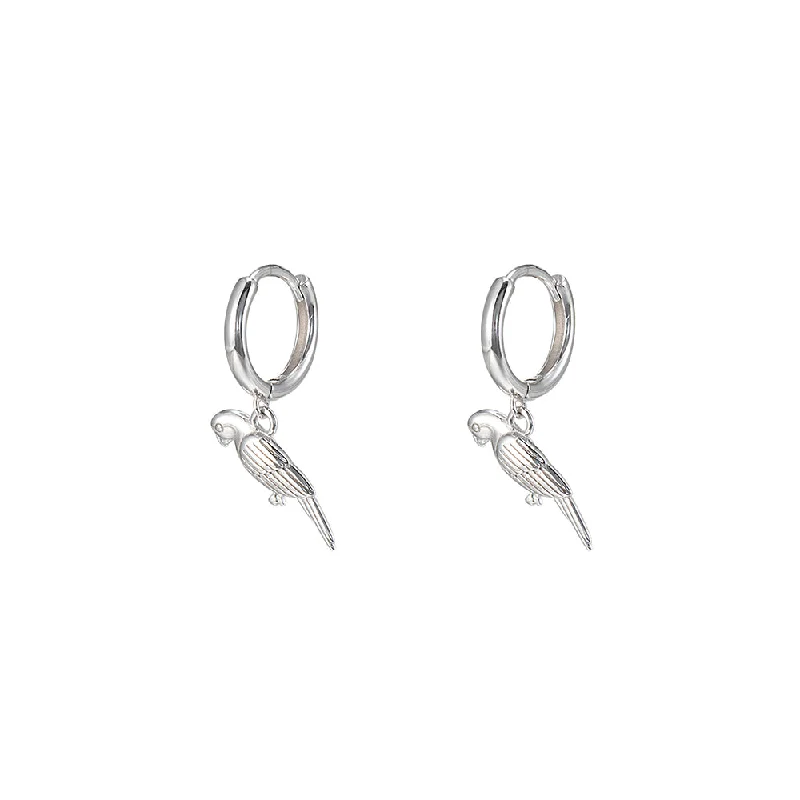 Sterling Silver Bird Huggie Earrings