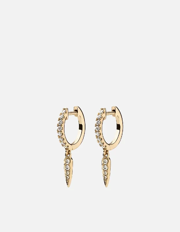 Talon Huggie Earrings, 14k Gold Pavé