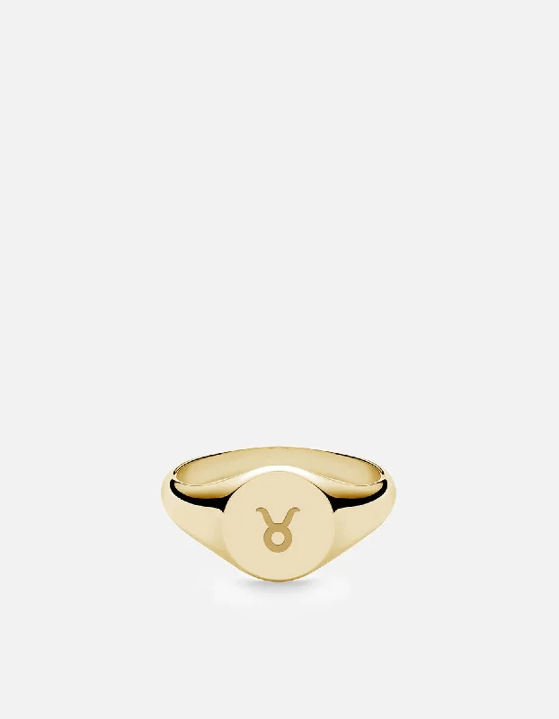 Taurus Astro Signet Ring, 14k Gold