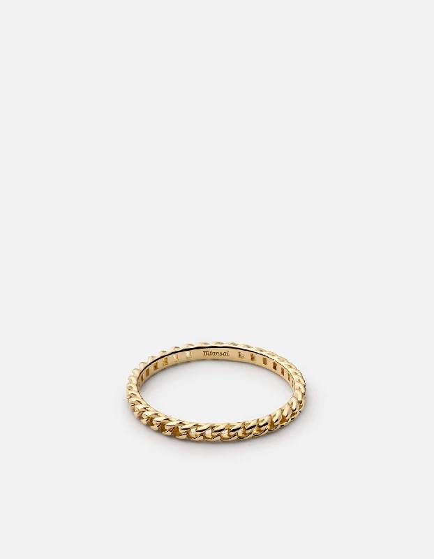 Thin Cuban Link Ring, Gold Vermeil