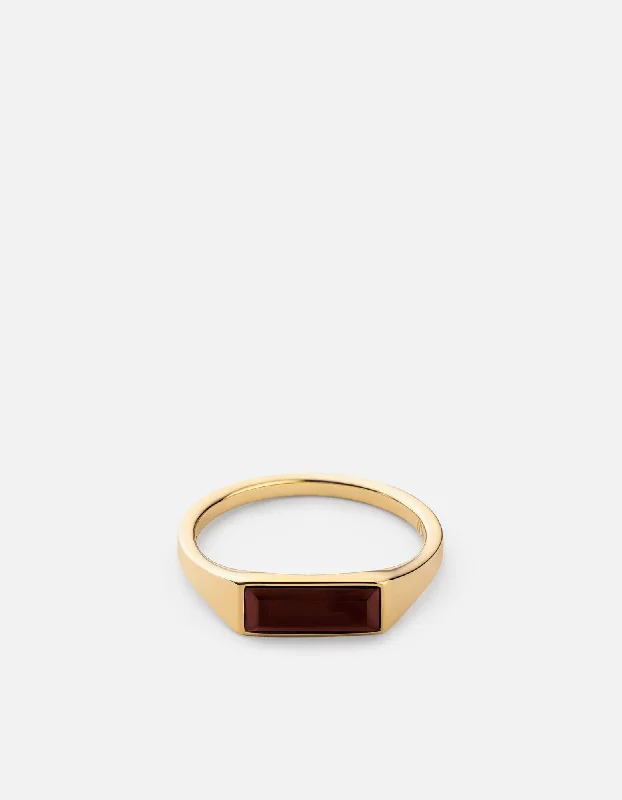 Thin Lennox Agate Ring, Gold Vermeil