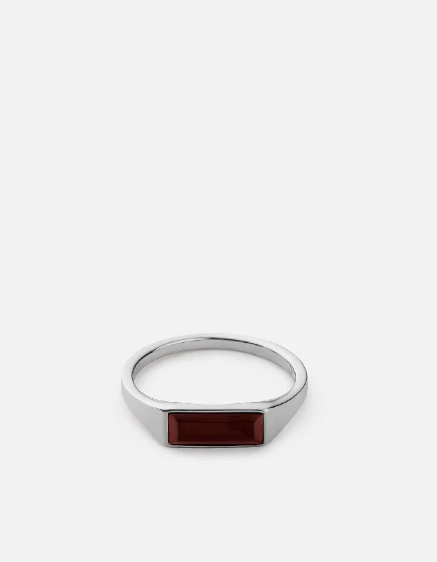 Thin Lennox Agate Ring, Sterling Silver