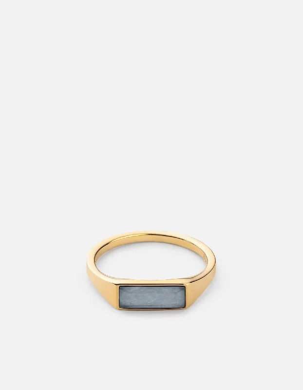 Thin Lennox Chalcedony Ring, Gold Vermeil