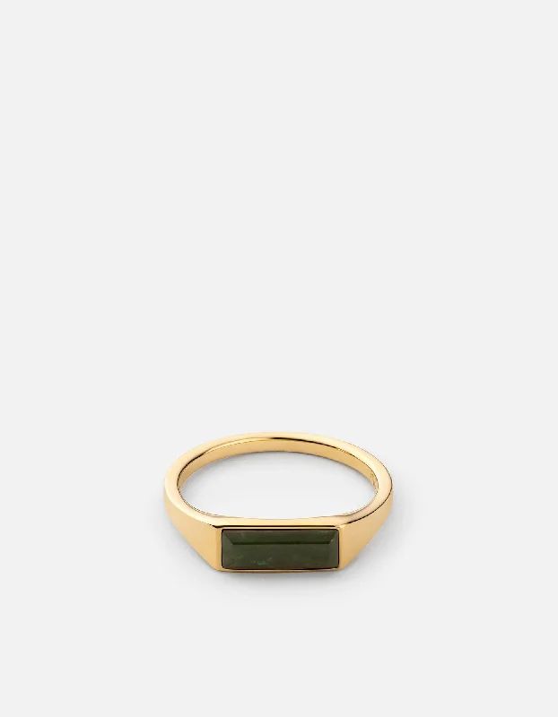 Thin Lennox Jasper Ring, Gold Vermeil