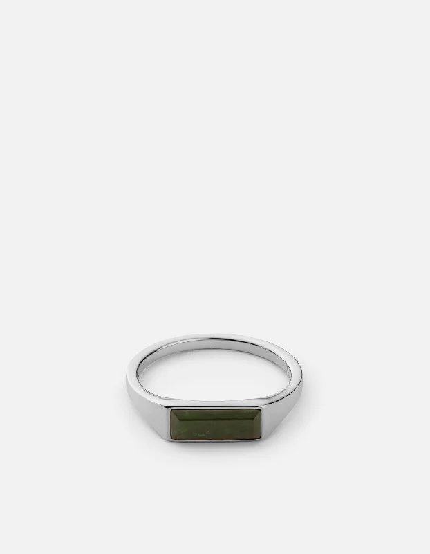 Thin Lennox Jasper Ring, Sterling Silver