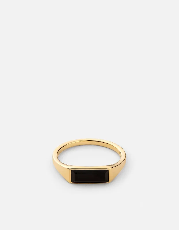 Thin Lennox Onyx Ring, Gold Vermeil