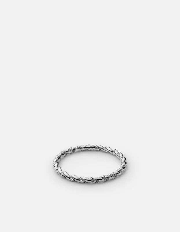 Thin Rope Chain Ring, Sterling Silver