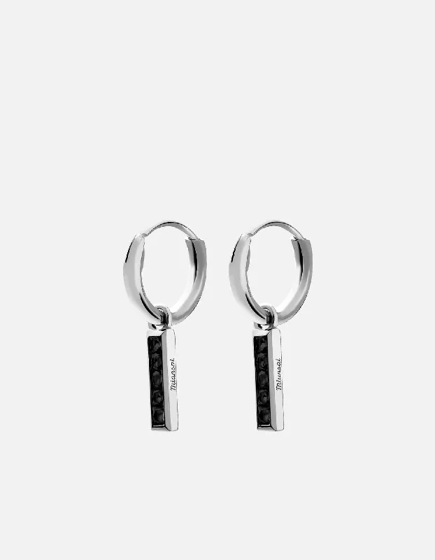 Totem Onyx Huggie Earrings, Sterling Silver