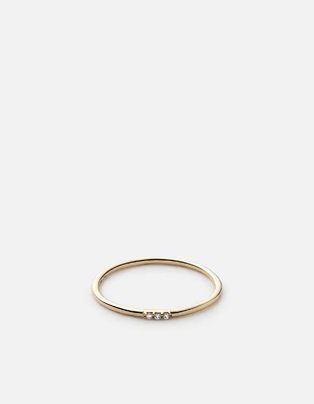 Trinity Ring, 14k Gold Pavé