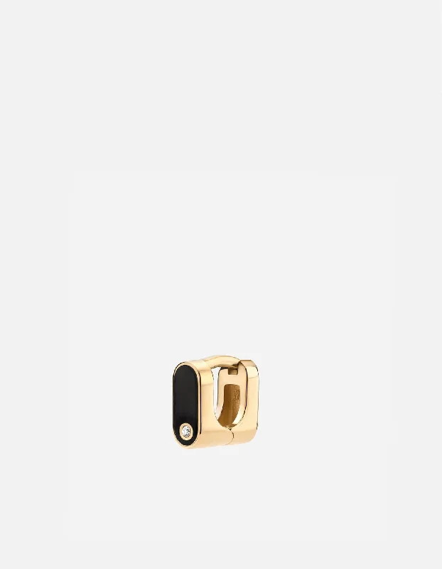 Tyson Sapphire Huggie Earring, Gold Vermeil/Black