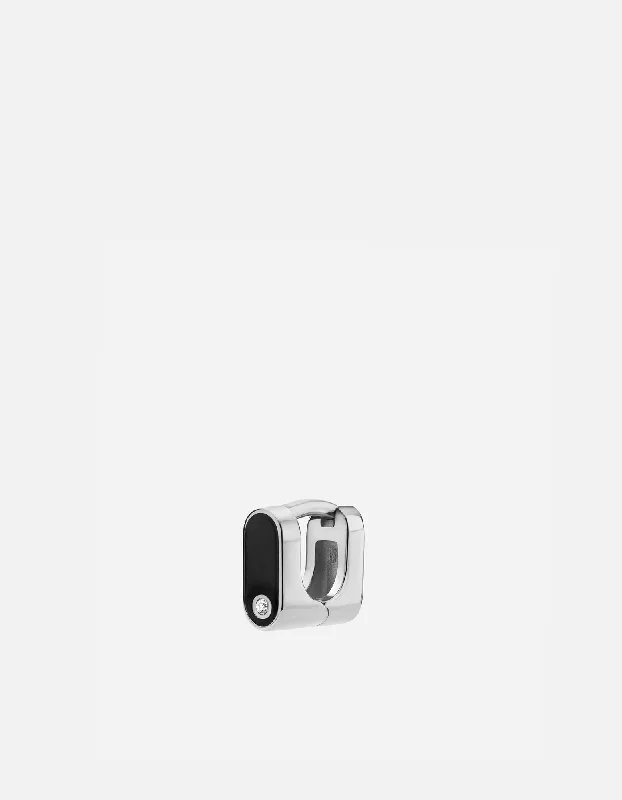 Tyson Sapphire Huggie Earring, Sterling Silver/Black