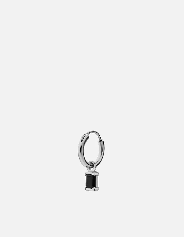 Valor Onyx Huggie Earring, Sterling Silver