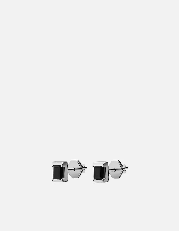 Valor Onyx Stud Earrings, Sterling Silver