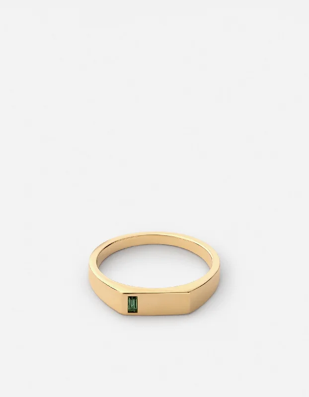 Valor Quartz Signet Pinky Ring, Gold Vermeil