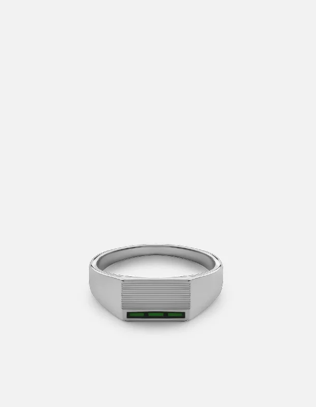 Vault Ring, Sterling Silver/Green