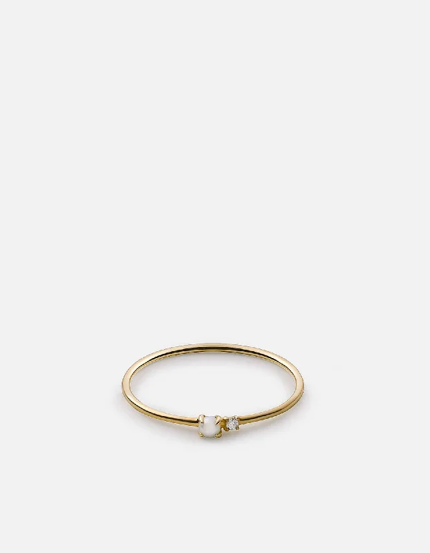 Vera Pearl Ring, 14k Gold Pavé