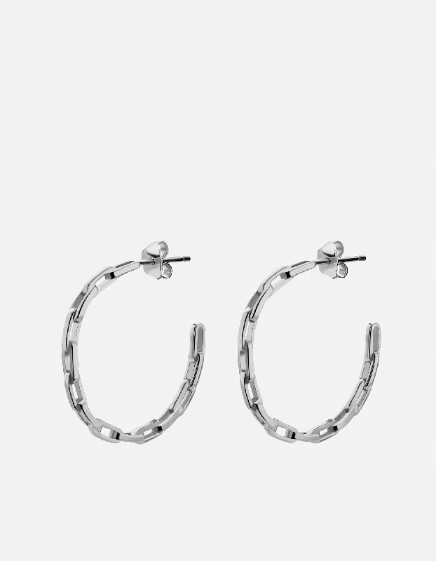 Volt Link Hoop Earrings, Sterling Silver