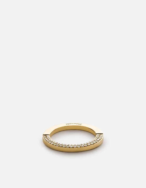 Washer Ring, 14k Gold Pavé