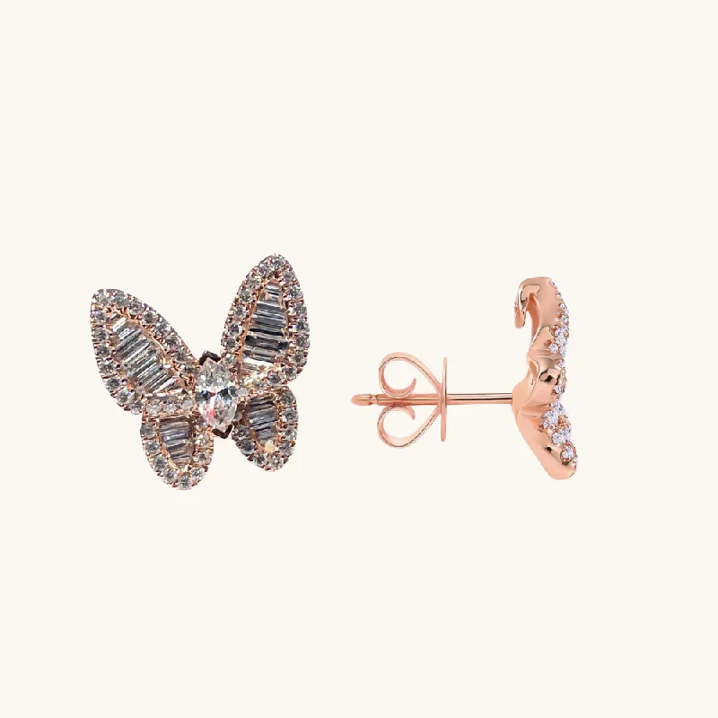 Mixed Diamond Butterfly Earrings