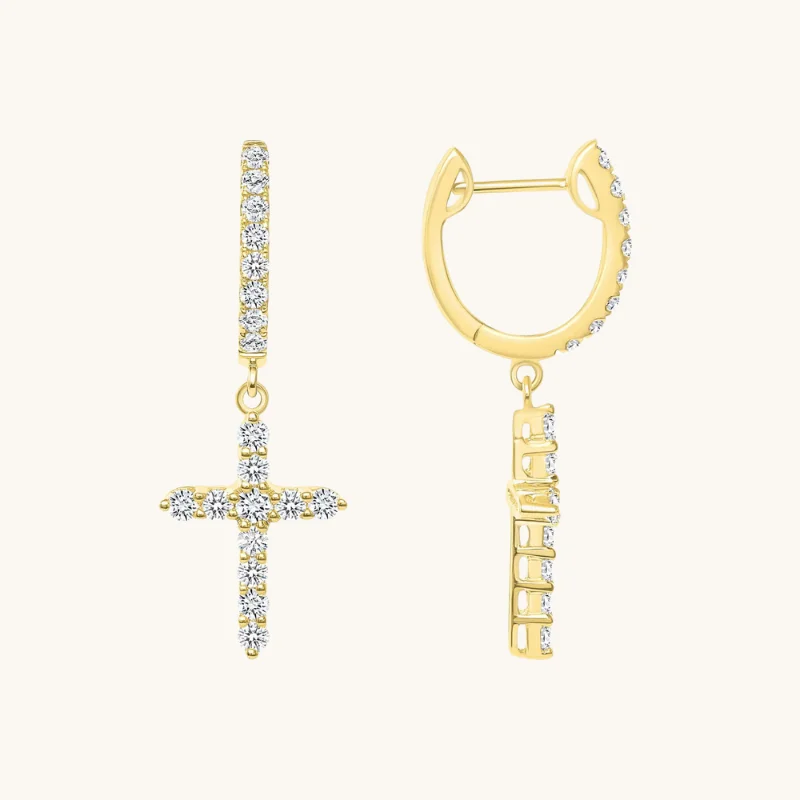 Diamond Cross Earrings