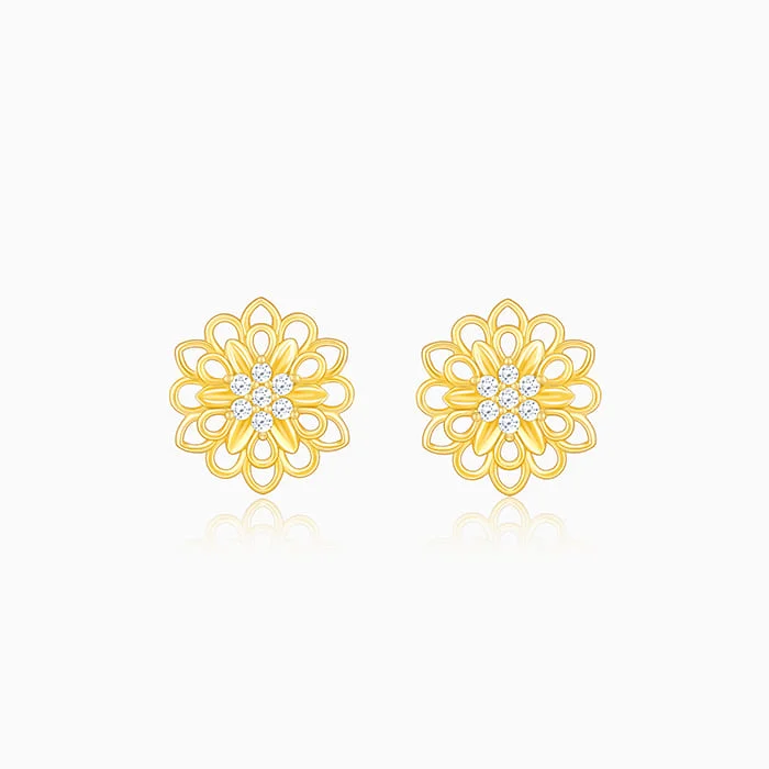 Anushka Sharma Golden Blooming Flower Stud Earrings