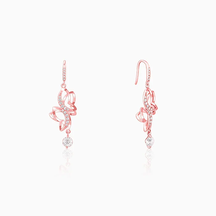 Rose Gold Shining Butterfly Earrings