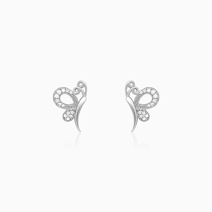 Silver Love Like A Butterfly Studs