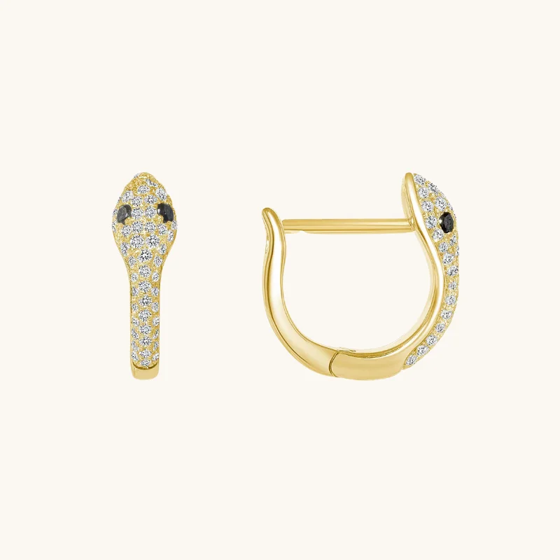 Diamond Snake Huggie Earrings