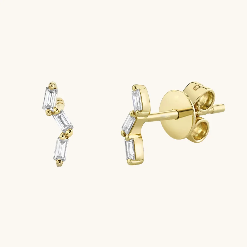 The Ella Baguette Diamond Stud Earrings