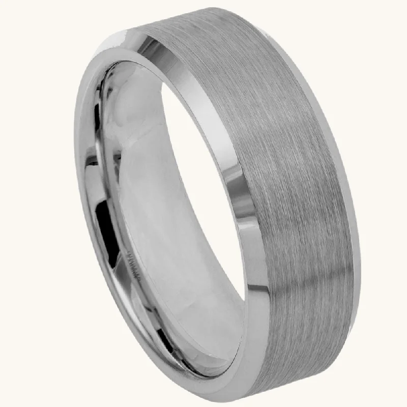 Wide Brushed Tungsten Band