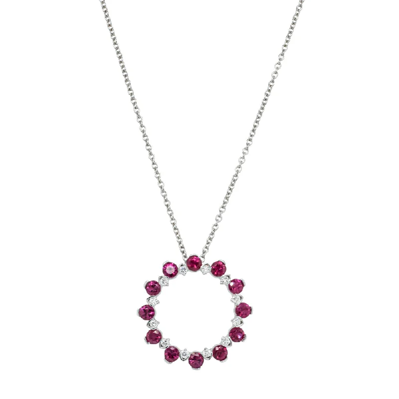 18ct White Gold 1.42ct Ruby & Diamond Pendant