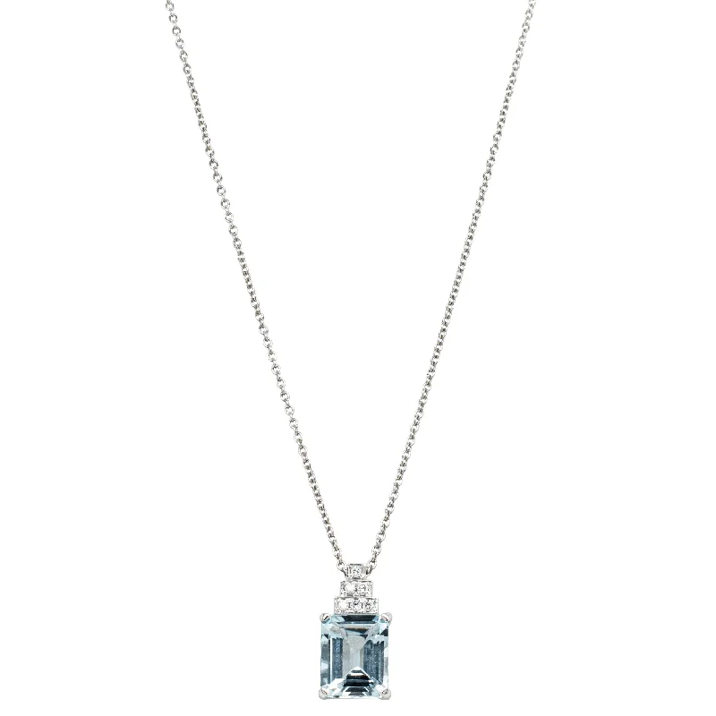 18ct White Gold 2.80ct Aquamarine & Diamond Maya Pendant