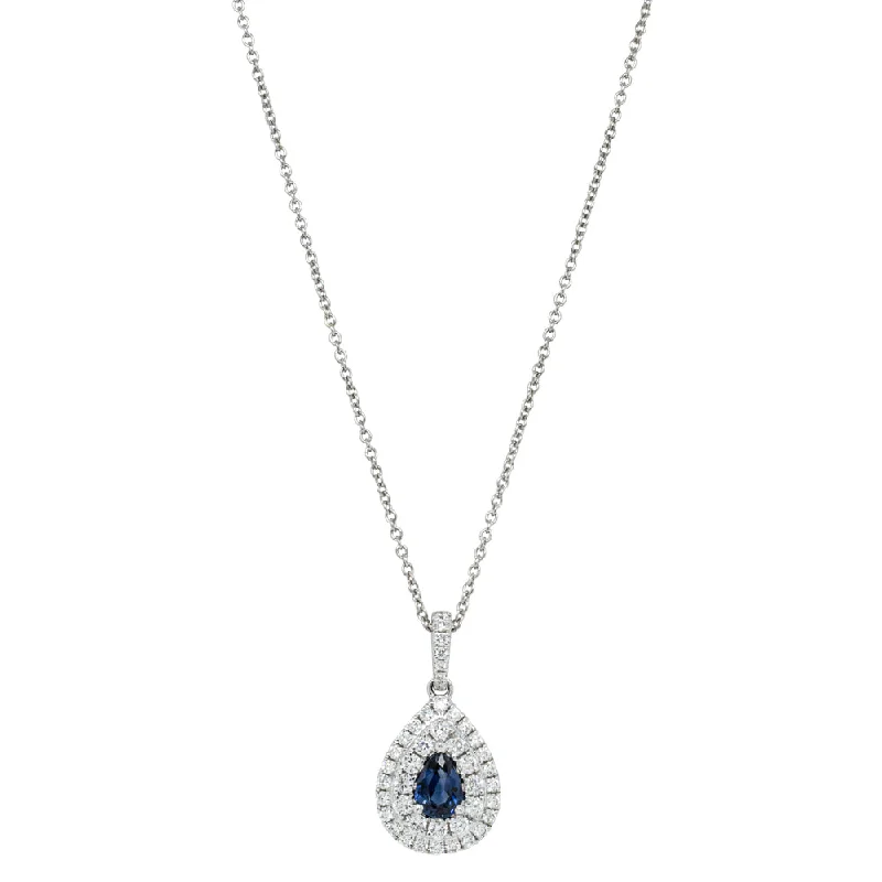 18ct White Gold .58ct Sapphire & Diamond Pendant