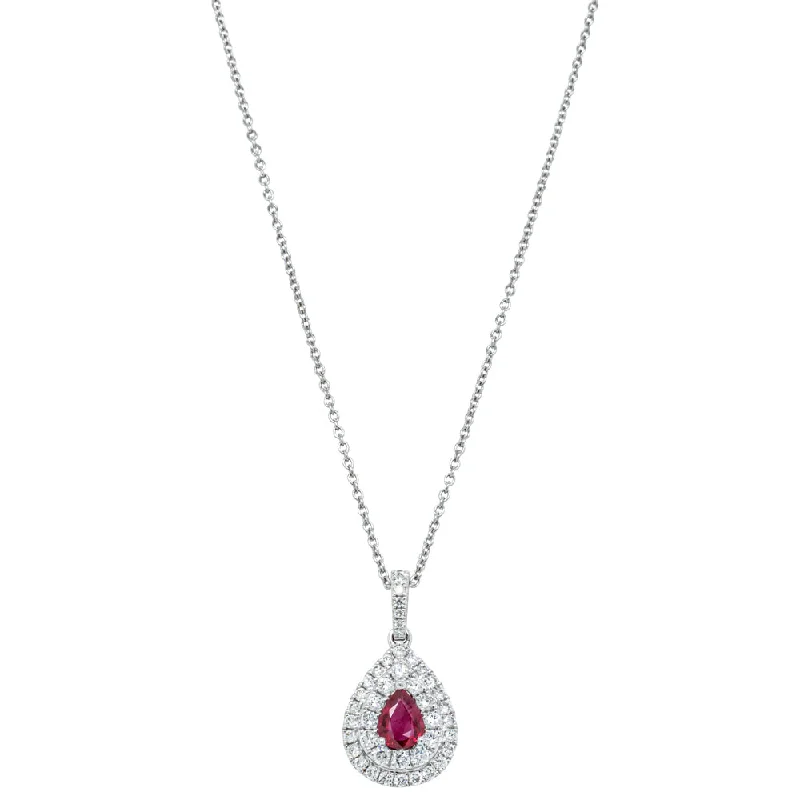 18ct White Gold .65ct Ruby & Diamond Pendant