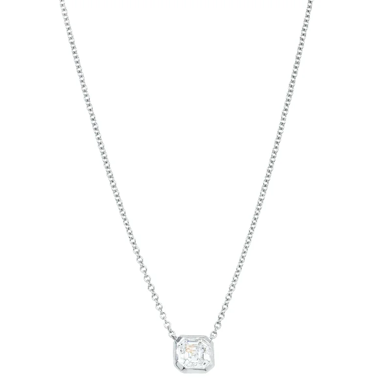 18ct White Gold .95ct Asscher Diamond Natalia Pendant