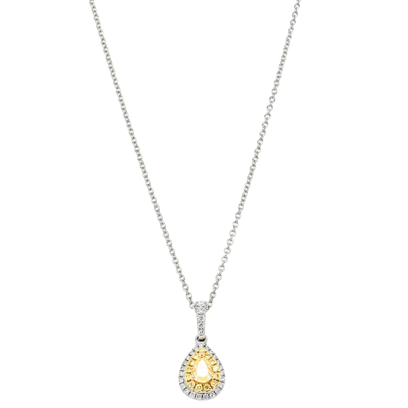 18ct White & Yellow Gold .29ct Yellow Diamond Pendant