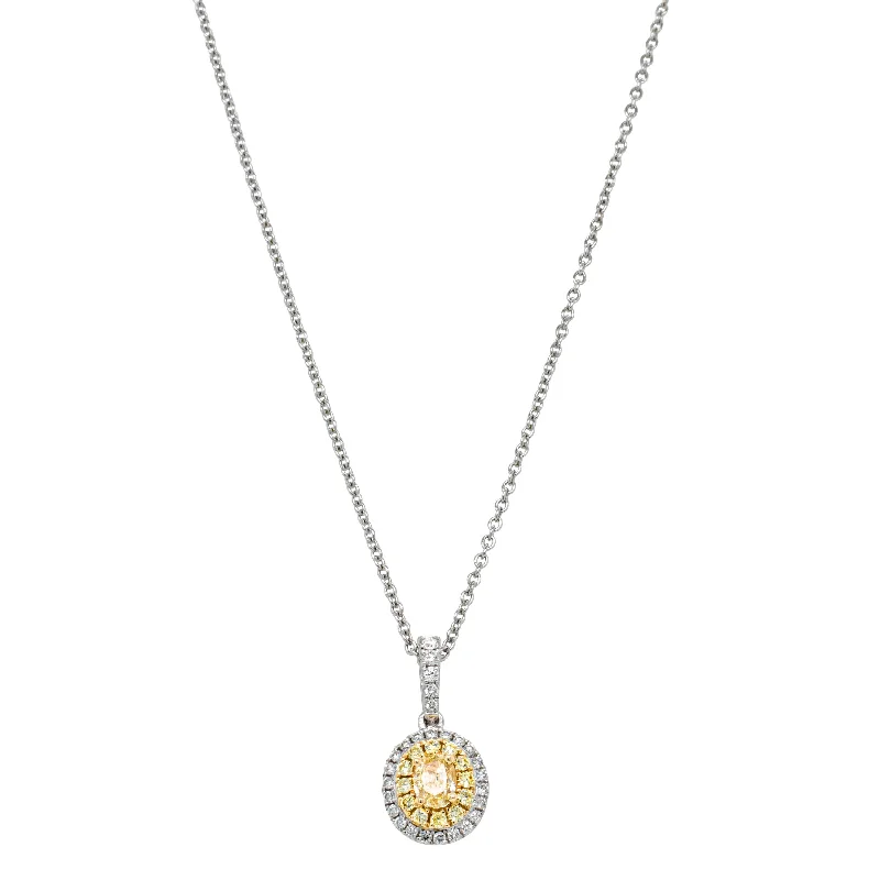 18ct White & Yellow Gold .32ct Yellow Diamond Pendant