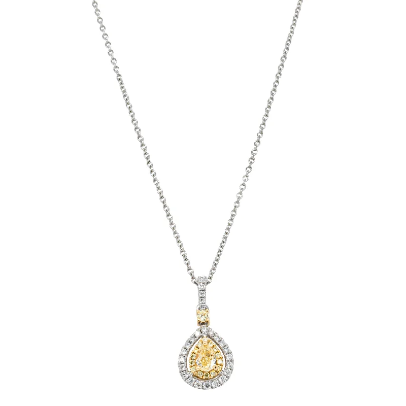 18ct White & Yellow Gold .33ct Yellow Diamond Pendant