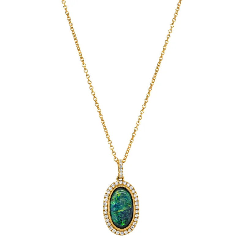 18ct Yellow Gold 1.53ct Opal & Diamond Isla Pendant