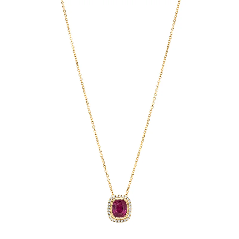 18ct Yellow Gold 1.54ct Pink Sapphire & Diamond Isla Pendant