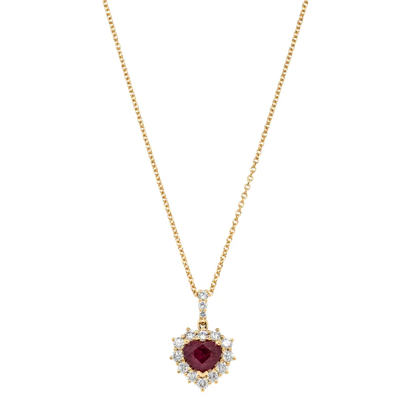 18ct Yellow Gold 2.02ct Ruby & Diamond Heart Belle Pendant