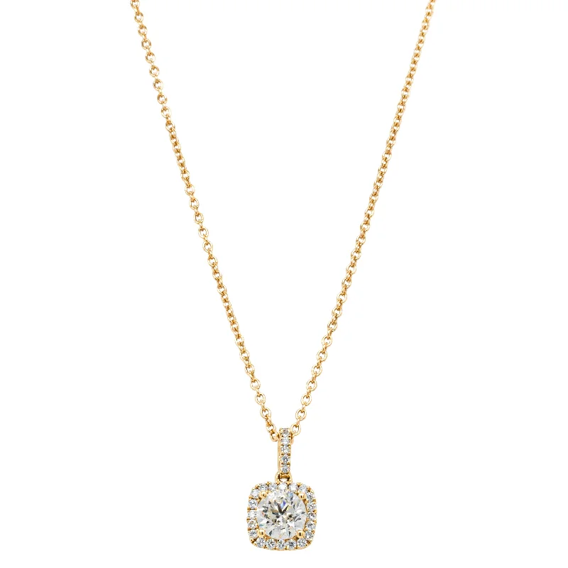 18ct Yellow Gold .68ct Reclaimed Diamond Peony Pendant