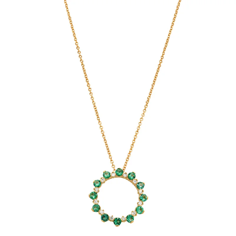 18ct Yellow Gold .83ct Emerald & Diamond Pendant